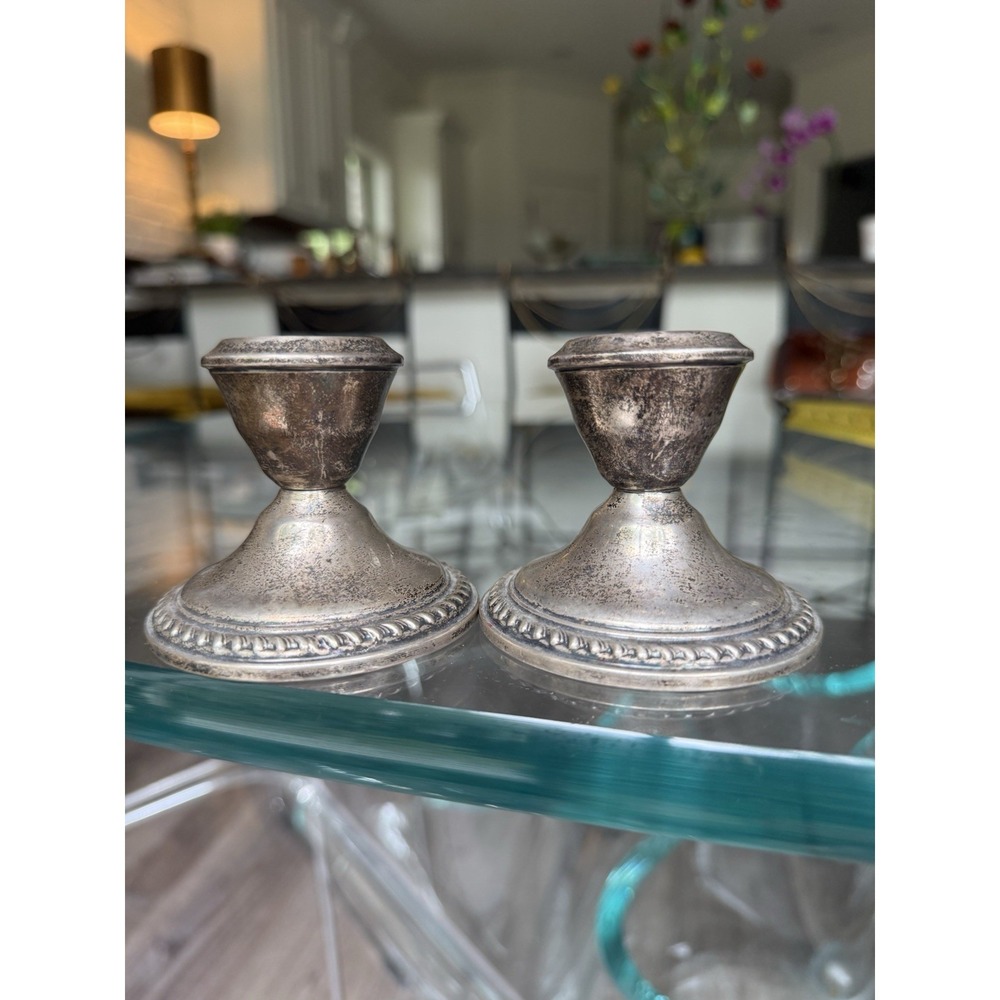 Pair Of Aetna Weighted Sterling Candle Candlestick Holders 2.5" x 3"